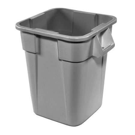 RUBBERMAID COMMERCIAL Square Utility Trash Can, Gray, Plastic FG352600GRAY